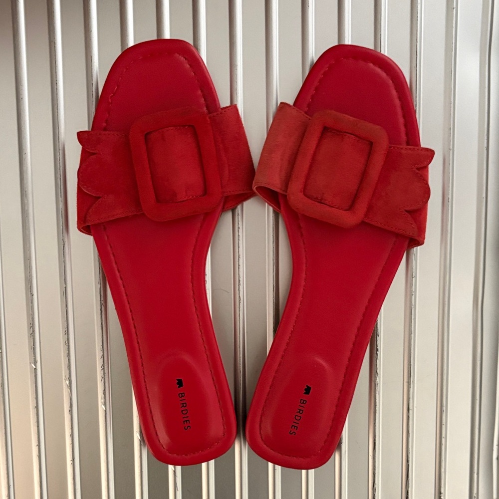 Birdie KiwiRed Suede Slide Sandals